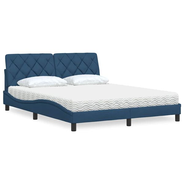 vidaXL Bed with Mattress Blue 160x200 cm Fabric