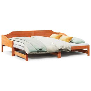 vidaXL Dagb&auml;dd med extras&auml;ng vaxad brun 80x200 cm massiv furu