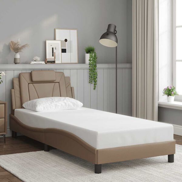 vidaXL Bed Frame "Viana" without Mattress Cappuccino 90x190 cm Faux Leather