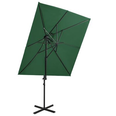 vidaXL Frihängande parasoll med ventilation grön 250x250 cm