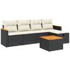 vidaXL Loungegrupp med dynor 6 delar svart konstrotting