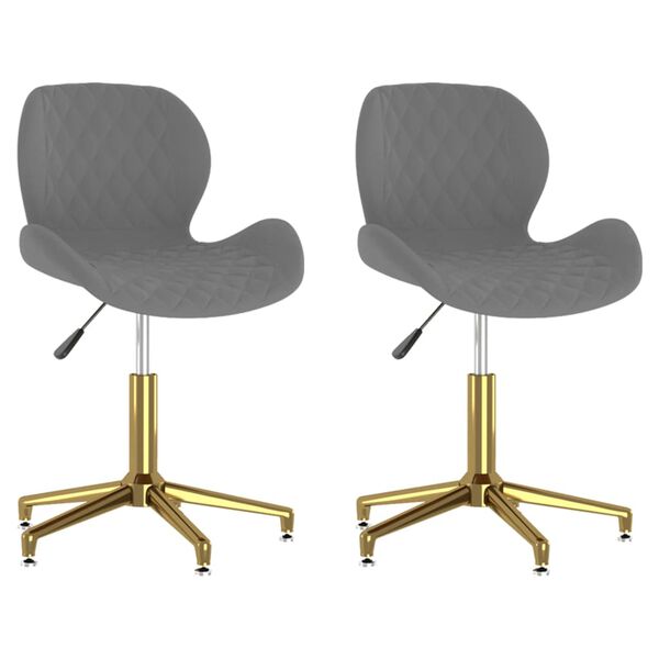 vidaXL Snurrbara matstolar 2 st m&ouml;rkgr&aring; sammet