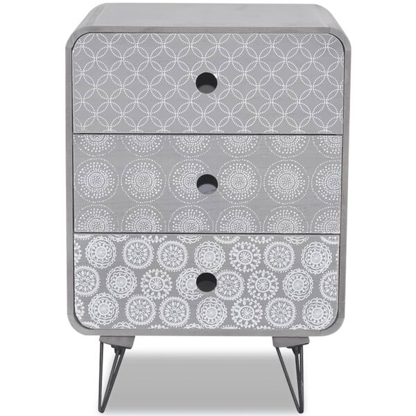 vidaXL Sidobord med 3 lådor grå