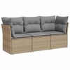 vidaXL Soffgrupp f&ouml;r tr&auml;dg&aring;rden 3 delar med dynor beige konstrotting