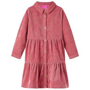 Kl&auml;nning med l&aring;nga &auml;rmar f&ouml;r barn corduroy gammelrosa 92