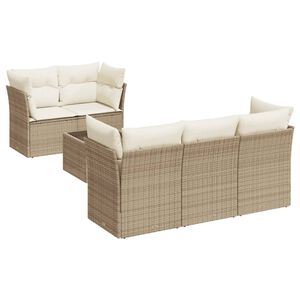 vidaXL Soffgrupp f&ouml;r tr&auml;dg&aring;rden med dynor 6 delar beige konstrotting