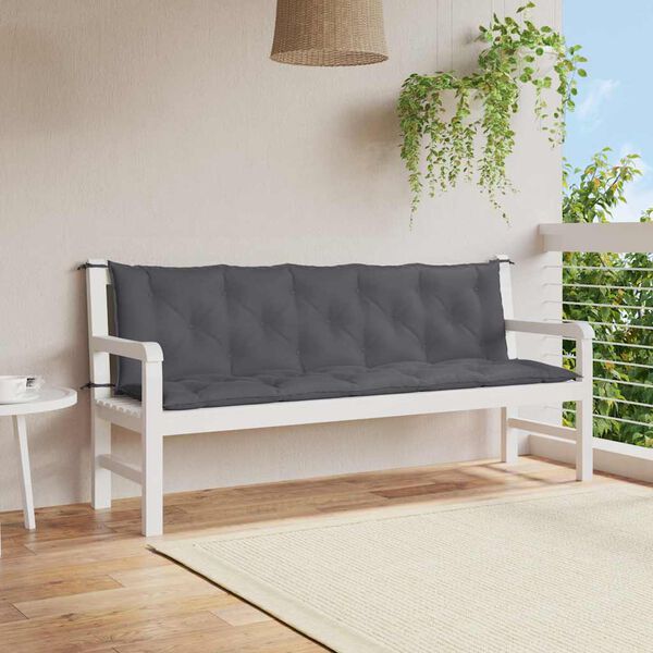 vidaXL Bänkdyna för trädgården antracit 180x(50+50)x7 cm oxfordtyg