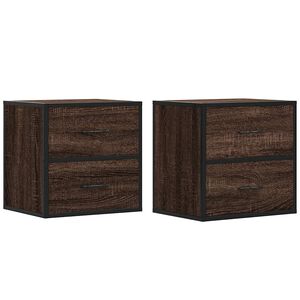 vidaXL V&auml;ggmonterade s&auml;ngbord 2 st brun ek 40x31x39,5 cm
