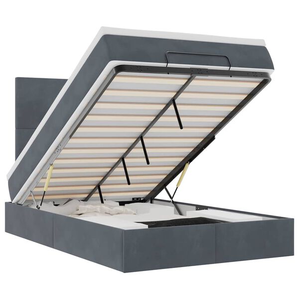 vidaXL Ottoman s&auml;ngram med madrasser m&ouml;rkgr&aring; 120x190 cm sammet