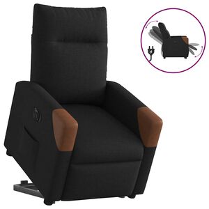 vidaXL Elektrisk reclinerf&aring;t&ouml;lj med uppresningshj&auml;lp svart tyg