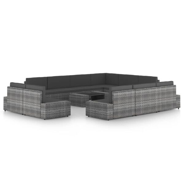 vidaXL Loungegrupp f&ouml;r tr&auml;dg&aring;rden 12 delar gr&aring; konstrotting