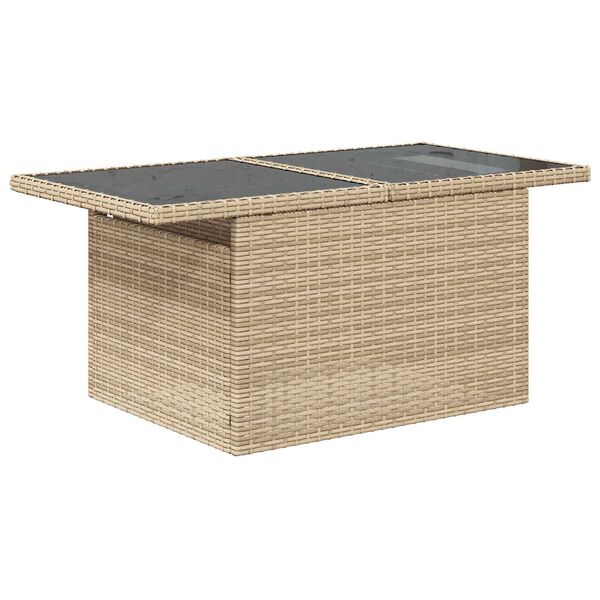 vidaXL Tr&auml;dg&aring;rdsoffset med kudde med lagring 8 pcs Beige Poly rattan