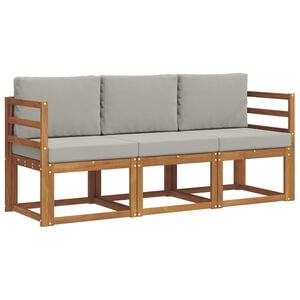 vidaXL Utomhussoffset med kudde 3 pcs Naturlig och Ljus Gr&aring;