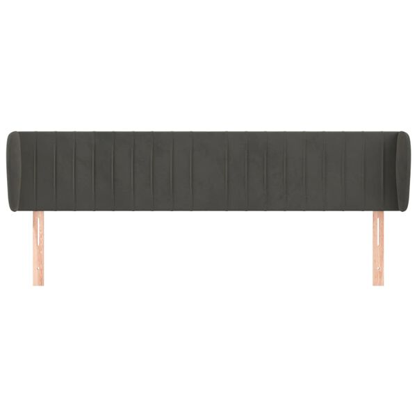 vidaXL S&auml;nggavel med kanter m&ouml;rkgr&aring; 163x23x78/88 cm sammet