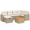 vidaXL Matgrupp f&ouml;r tr&auml;dg&aring;rden med dynor 7 delar beige konstrotting