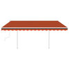 vidaXL Markis med stolpar manuellt inf&auml;llbar 4x3,5 m orange och brun