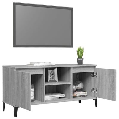 vidaXL TV-bänk med metallben grå sonoma 103,5x35x50 cm