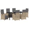 vidaXL Tr&auml;dg&aring;rdsm&ouml;belset med kudde 7 pcs Beige konstrotting