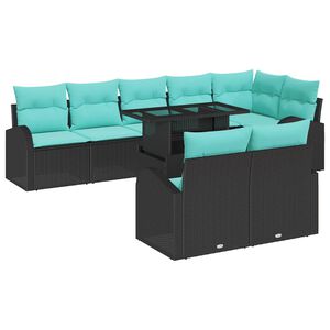 vidaXL Tr&auml;dg&aring;rdsoffset med lagring 9 pcs Svart Poly rattan