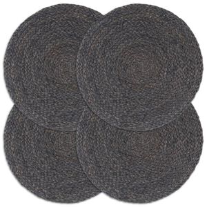 vidaXL Bordstabletter 4 st m&ouml;rkgr&aring; 38 cm rund jute