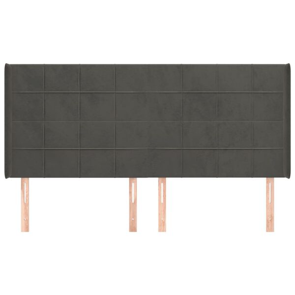 vidaXL S&auml;nggavel med kanter m&ouml;rkgr&aring; 183x16x118/128 cm sammet