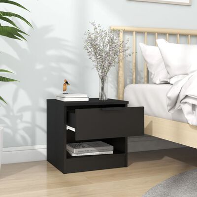 vidaXL Sängbord 2 st svart konstruerat trä