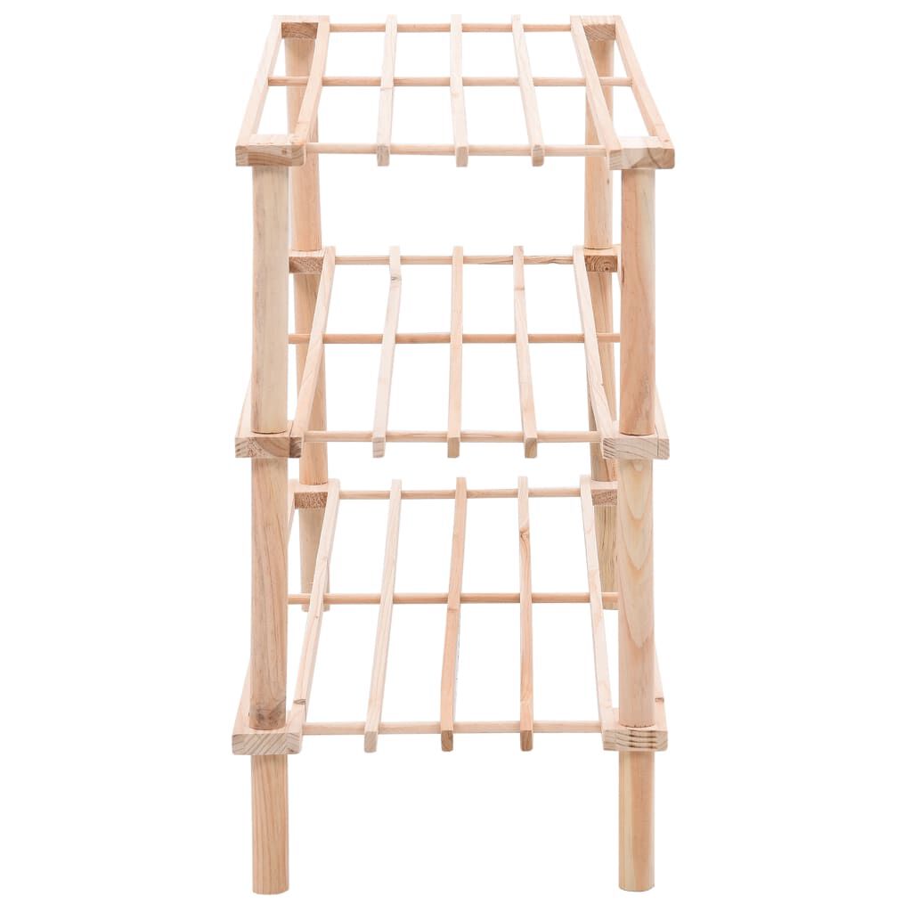 vidaXL Skohyllor 3 hyllplan massivt granträ