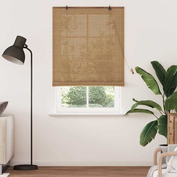 vidaXL Rullgardin med gardiner Brun 120 x 220 cm Bambu