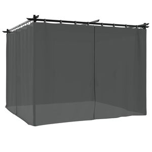 vidaXL Paviljong med draperi antracit 3x3 m st&aring;l