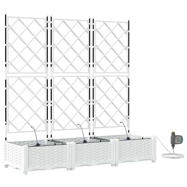 vidaXL Tr&auml;dg&aring;rdsplanterare 3 pcs Vit St&aring;l