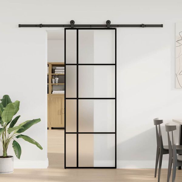 vidaXL Skjutd&ouml;rr med beslagset ESG glas och aluminium 76x205 cm