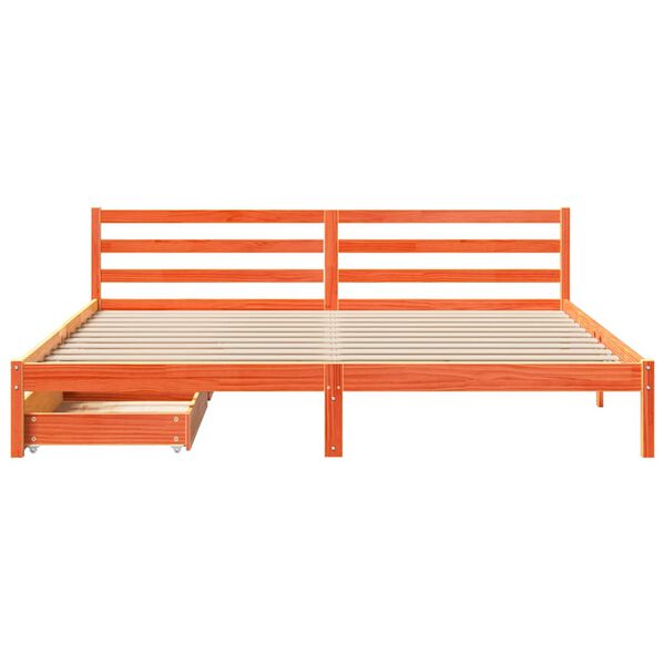 vidaXL Sängram utan madrass vaxbrun 180x200 cm massiv furu