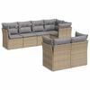 vidaXL Matgrupp f&ouml;r tr&auml;dg&aring;rden med dynor 7 delar beige konstrotting