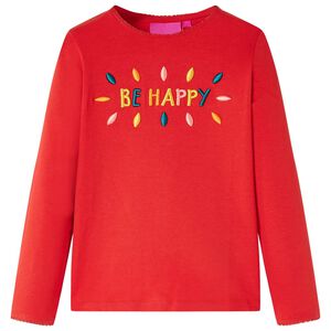 vidaXL T-shirt med l&aring;nga &auml;rmar f&ouml;r barn r&ouml;d 128