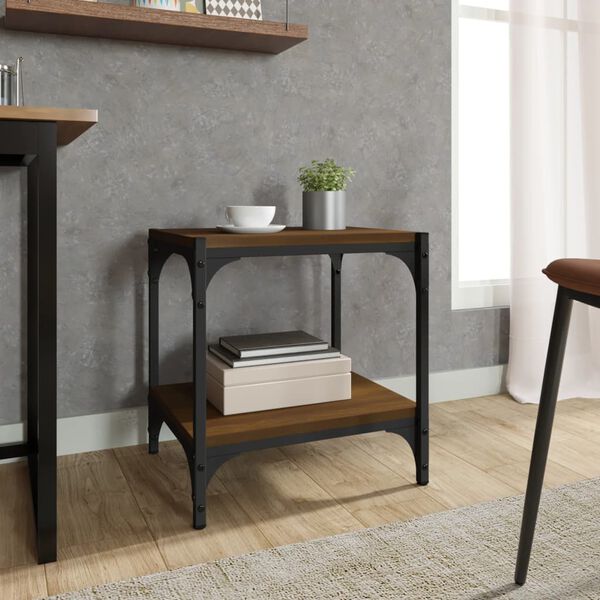 vidaXL Tv-bänk brun ek 40x33x41 cm konstruerat trä och stål