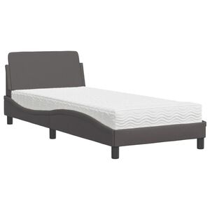 vidaXL Bed with Mattress "Dover" Grey 90x200 cm Faux Leather