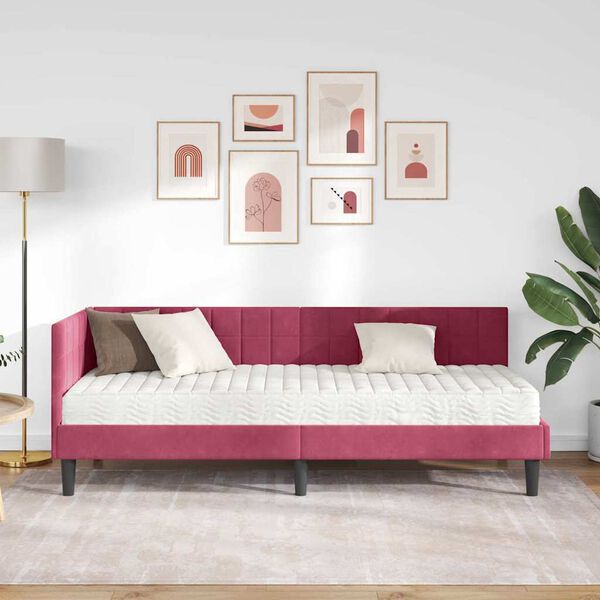 vidaXL H&ouml;rn S&auml;ngram med Madrass med huvudgavel 2 pcs Gr&ouml;n Sammet