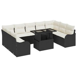 vidaXL Tr&auml;dg&aring;rdsoffset 10 st Svart Poly rattan
