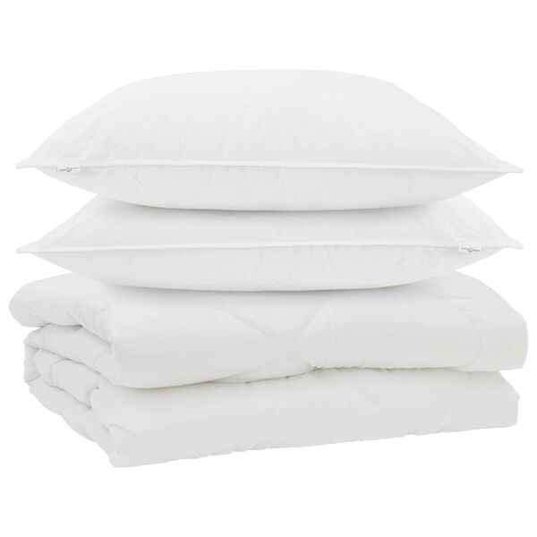 vidaXL Dunt&auml;cke med kudde 3 pcs Vit Mikrofiber