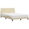 vidaXL Bed with Mattress Cream 120x200 cm Fabric