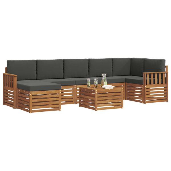 vidaXL Soffgrupper 8 pcs Naturlig och Antracit Massivt Akaciatr&auml;