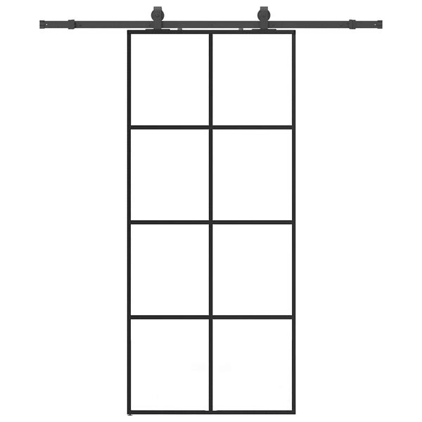 vidaXL Skjutd&ouml;rr med beslag svart 90x205 cm ESG-glas