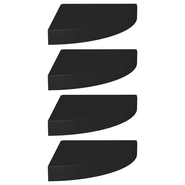 vidaXL Svävande hörnhyllor 4 st svart 25x25x3,8 cm MDF