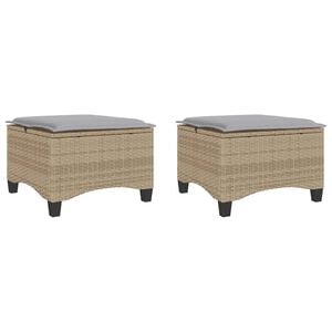 vidaXL Tr&auml;dg&aring;rdspallar med dynor 2 st, beige 55x55x36 cm konstrotting