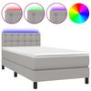 vidaXL Rams&auml;ng med madrass & LED ljusgr&aring; 80x200 cm tyg