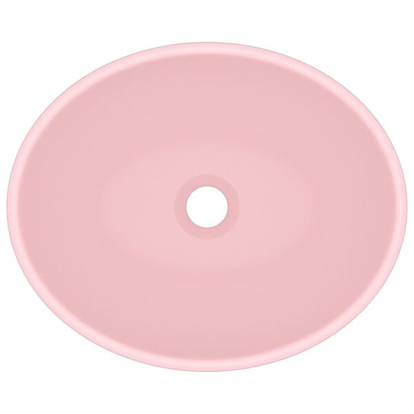 vidaXL Lyxigt ovalt handfat matt rosa 40x33 cm keramik