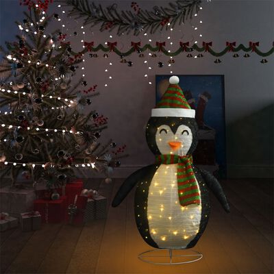vidaXL Dekorativ pingvin med LED lyxigt tyg 120cm