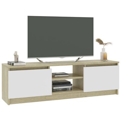 vidaXL TV-bänk vit och sonoma ek 120x30x35,5 cm konstruerat trä