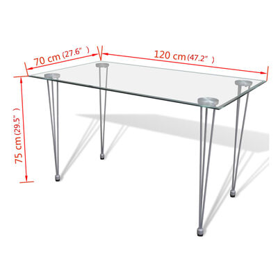 vidaXL Matbord med bordsskiva i glas genomskinlig