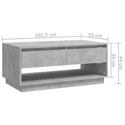 vidaXL Soffbord betonggrå 102,5x55x44 cm konstruerat trä